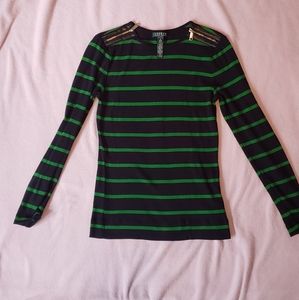 Lauren  green and blue zip top